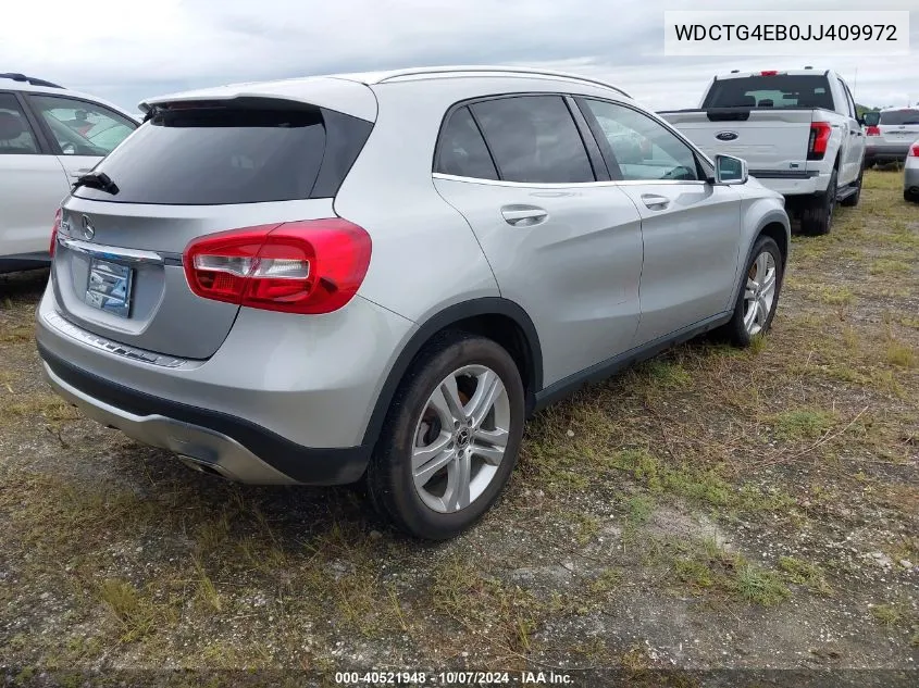 2018 Mercedes-Benz Gla 250 VIN: WDCTG4EB0JJ409972 Lot: 40521948