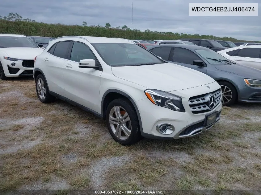 2018 Mercedes-Benz Gla 250 VIN: WDCTG4EB2JJ406474 Lot: 40537072