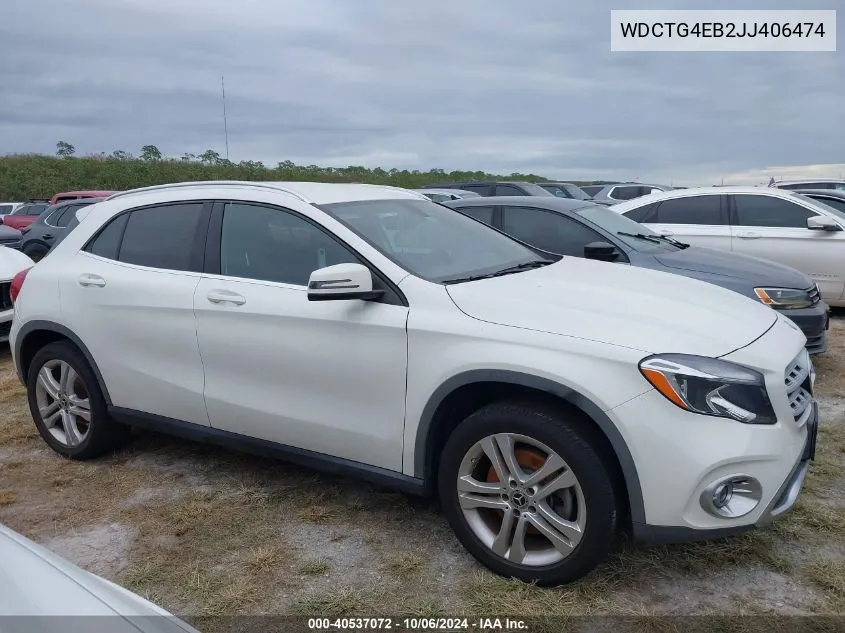 2018 Mercedes-Benz Gla 250 VIN: WDCTG4EB2JJ406474 Lot: 40537072