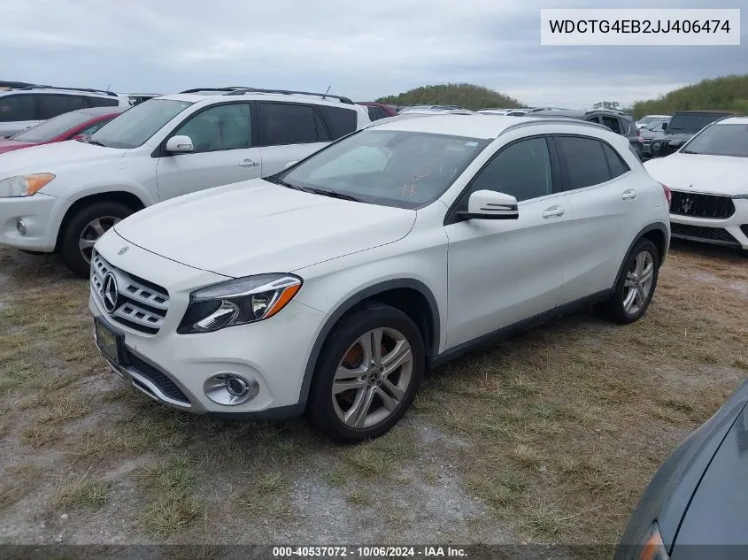 2018 Mercedes-Benz Gla 250 VIN: WDCTG4EB2JJ406474 Lot: 40537072