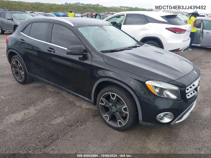 2018 Mercedes-Benz Gla 250 VIN: WDCTG4EB3JJ439452 Lot: 40542564