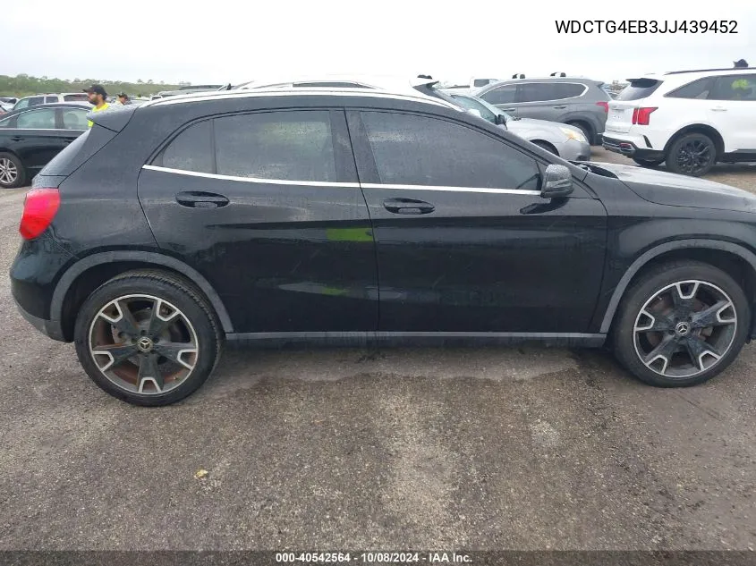 2018 Mercedes-Benz Gla 250 VIN: WDCTG4EB3JJ439452 Lot: 40542564