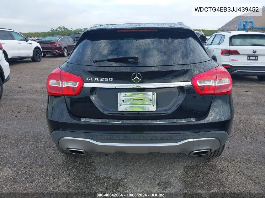 2018 Mercedes-Benz Gla 250 VIN: WDCTG4EB3JJ439452 Lot: 40542564