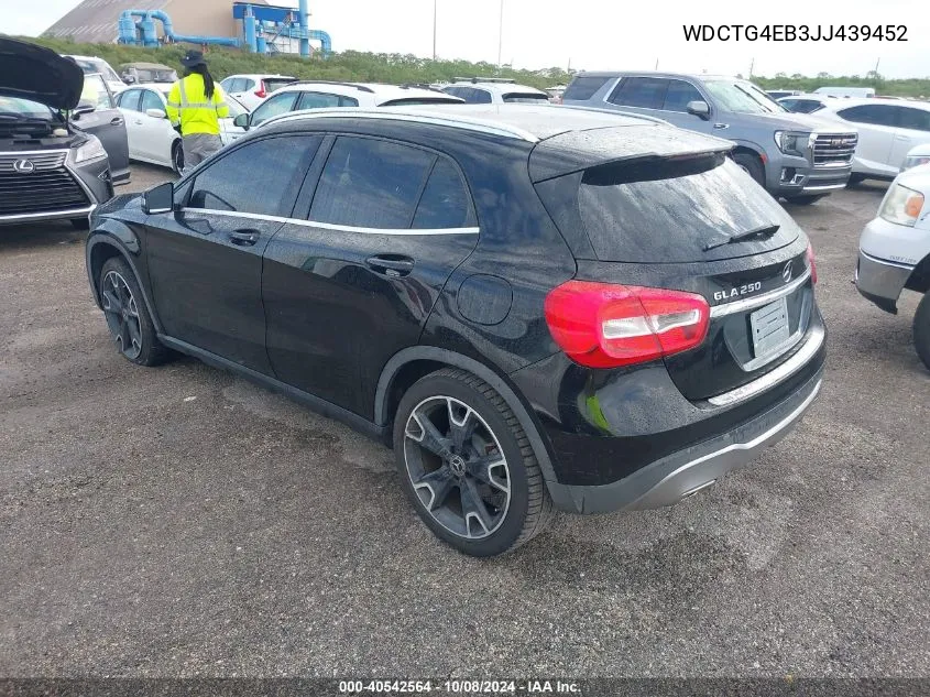 2018 Mercedes-Benz Gla 250 VIN: WDCTG4EB3JJ439452 Lot: 40542564