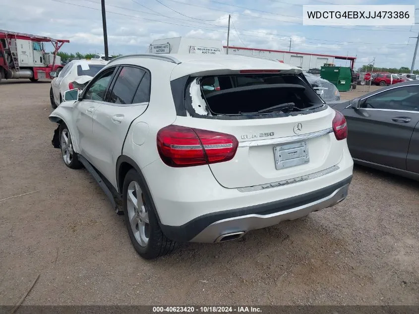 2018 Mercedes-Benz Gla 250 VIN: WDCTG4EBXJJ473386 Lot: 40623420