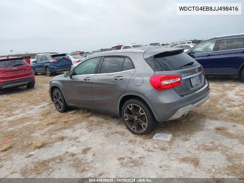 2018 Mercedes-Benz Gla 250 VIN: WDCTG4EB8JJ498416 Lot: 40639935