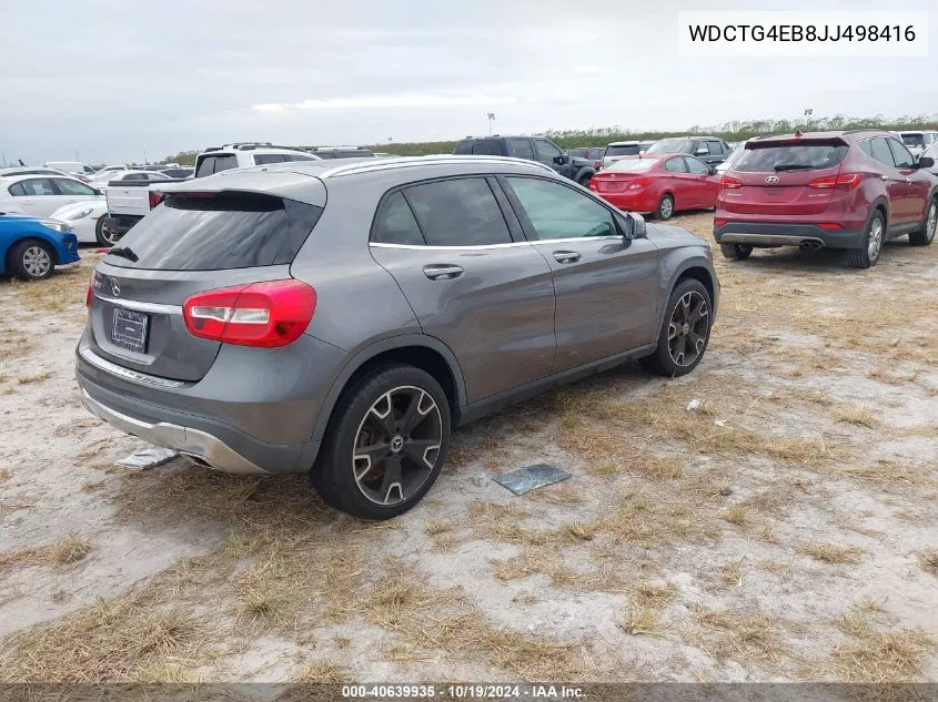 2018 Mercedes-Benz Gla 250 VIN: WDCTG4EB8JJ498416 Lot: 40639935