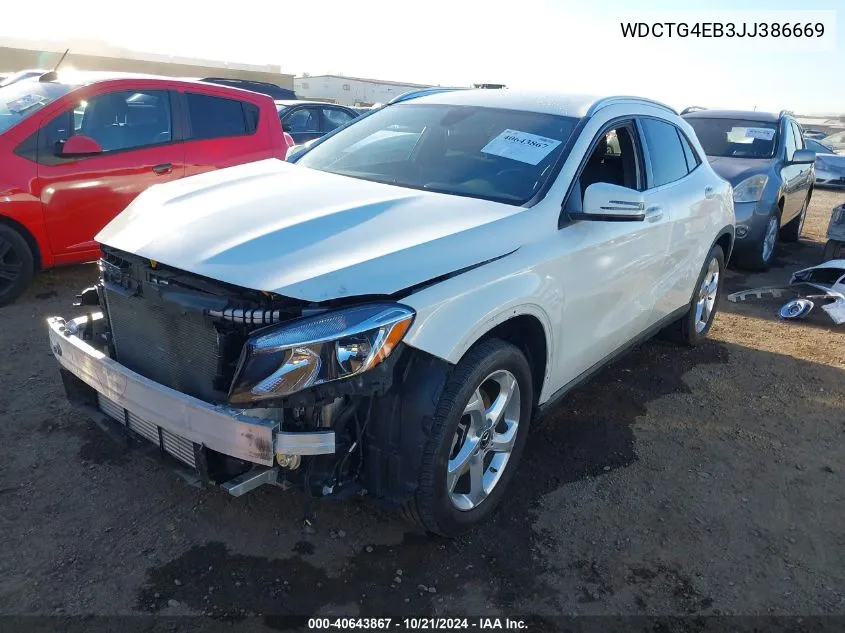 2018 Mercedes-Benz Gla 250 VIN: WDCTG4EB3JJ386669 Lot: 40643867