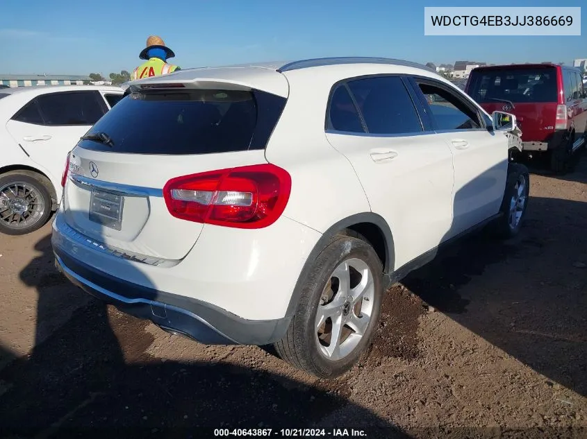 2018 Mercedes-Benz Gla 250 VIN: WDCTG4EB3JJ386669 Lot: 40643867