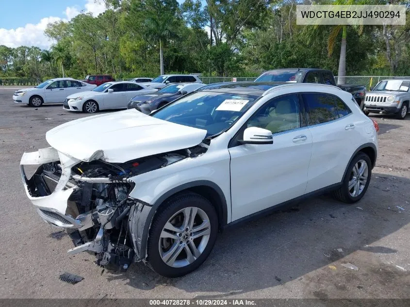 2018 Mercedes-Benz Gla 250 VIN: WDCTG4EB2JJ490294 Lot: 40728278