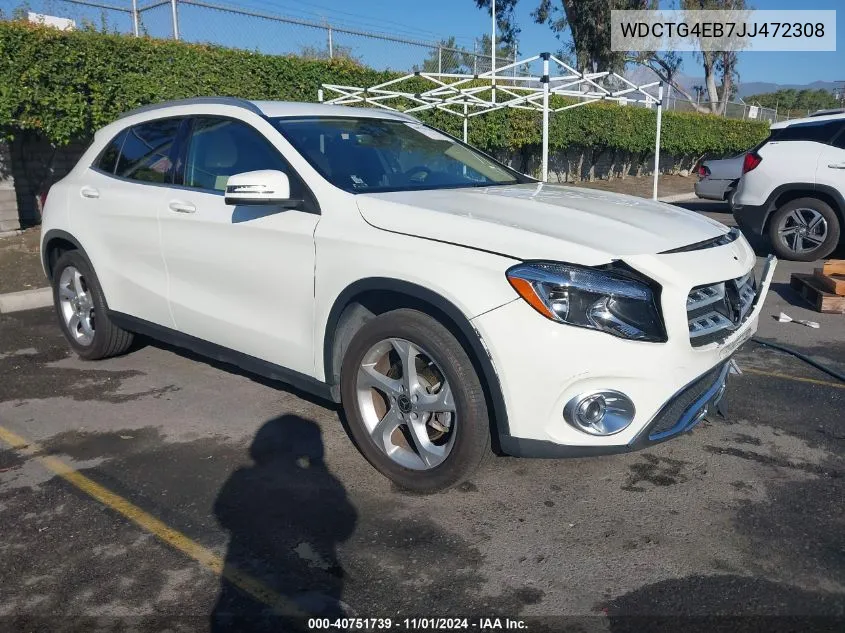 2018 Mercedes-Benz Gla 250 VIN: WDCTG4EB7JJ472308 Lot: 40751739