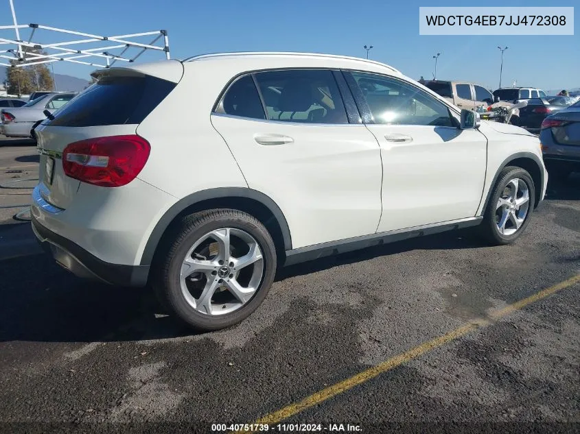 2018 Mercedes-Benz Gla 250 VIN: WDCTG4EB7JJ472308 Lot: 40751739