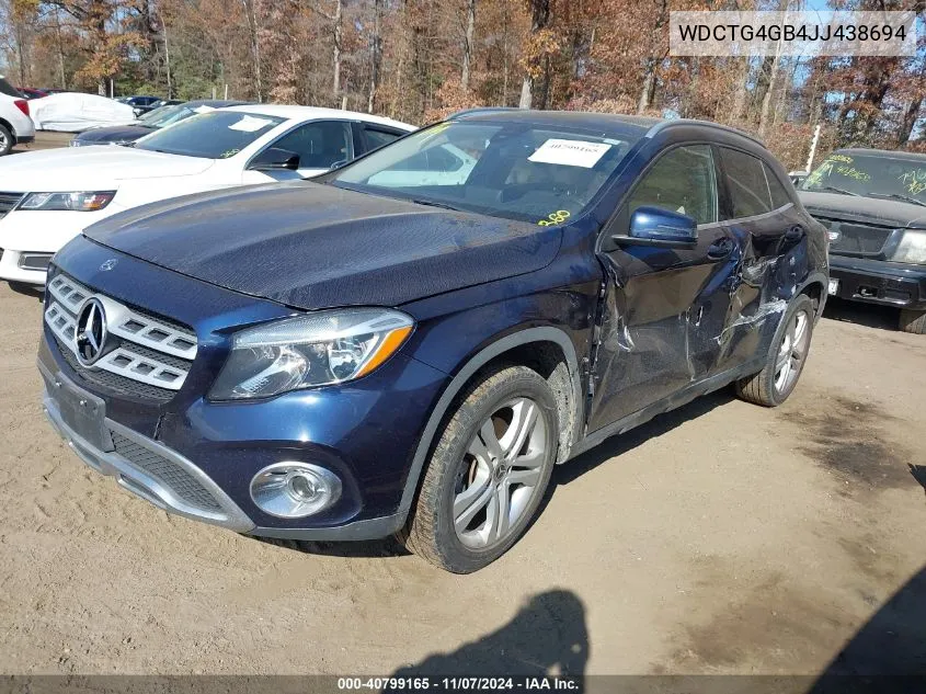 2018 Mercedes-Benz Gla 250 4Matic VIN: WDCTG4GB4JJ438694 Lot: 40799165