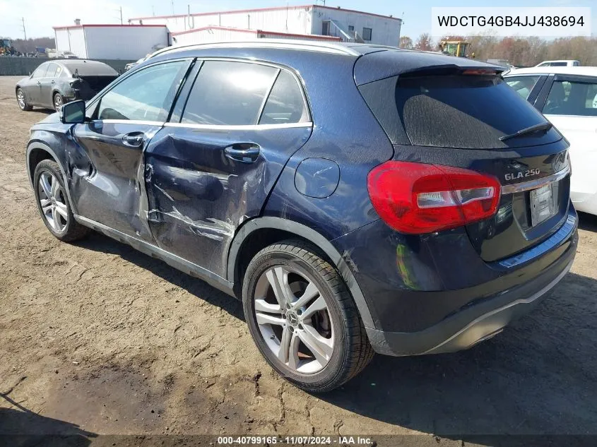 2018 Mercedes-Benz Gla 250 4Matic VIN: WDCTG4GB4JJ438694 Lot: 40799165