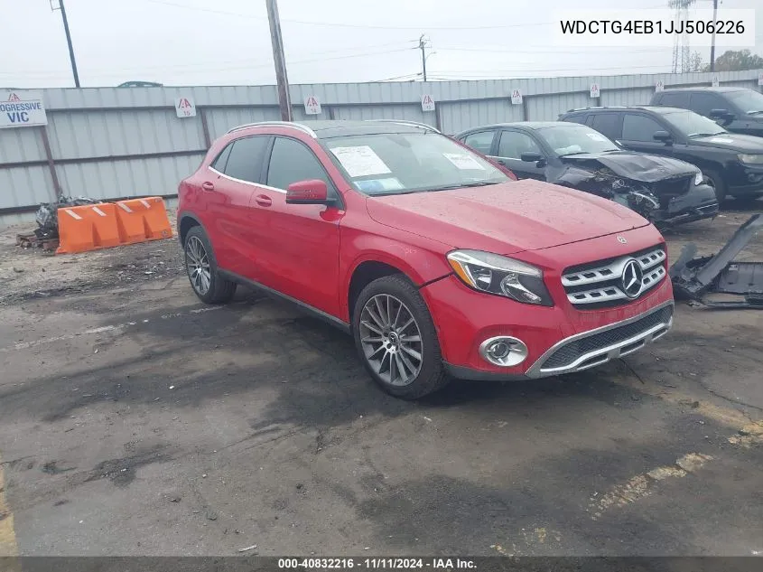 2018 Mercedes-Benz Gla 250 VIN: WDCTG4EB1JJ506226 Lot: 40832216