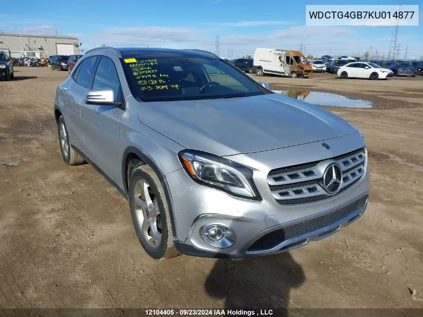 2019 Mercedes-Benz Gla 250 VIN: WDCTG4GB7KU014877 Lot: 12104405