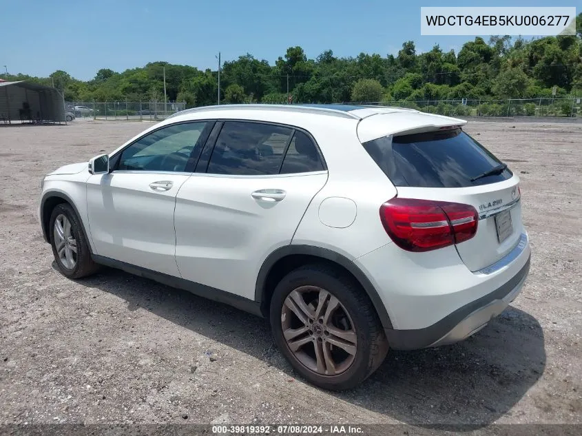 2019 Mercedes-Benz Gla 250 VIN: WDCTG4EB5KU006277 Lot: 39819392