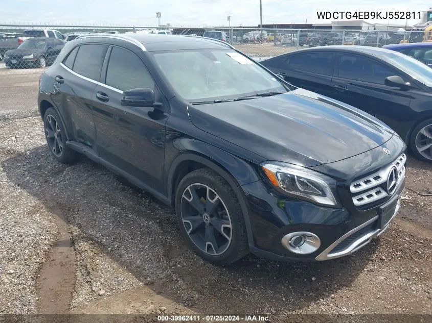 2019 Mercedes-Benz Gla 250 VIN: WDCTG4EB9KJ552811 Lot: 39962411