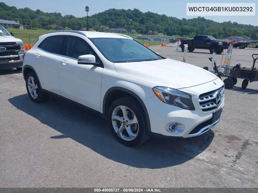 2019 Mercedes-Benz Gla 250 4Matic VIN: WDCTG4GB1KU003292 Lot: 40055727