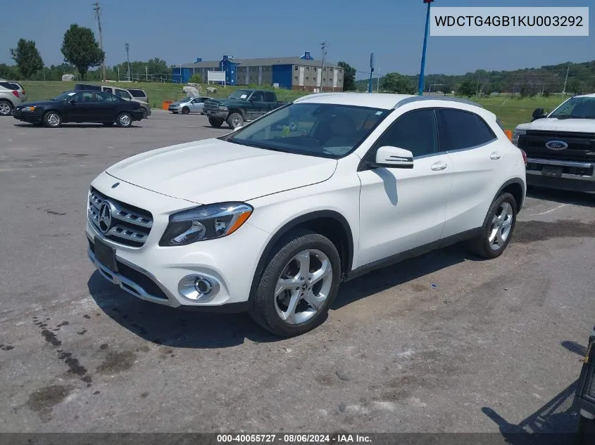 2019 Mercedes-Benz Gla 250 4Matic VIN: WDCTG4GB1KU003292 Lot: 40055727