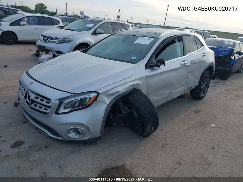 2019 Mercedes-Benz Gla 250 VIN: WDCTG4EB0KU020717 Lot: 40117570