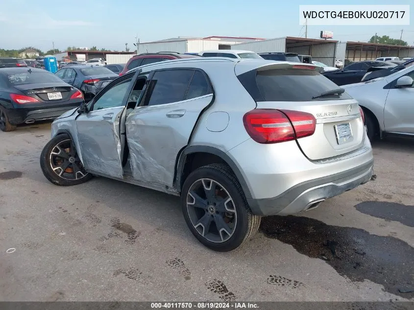 2019 Mercedes-Benz Gla 250 VIN: WDCTG4EB0KU020717 Lot: 40117570