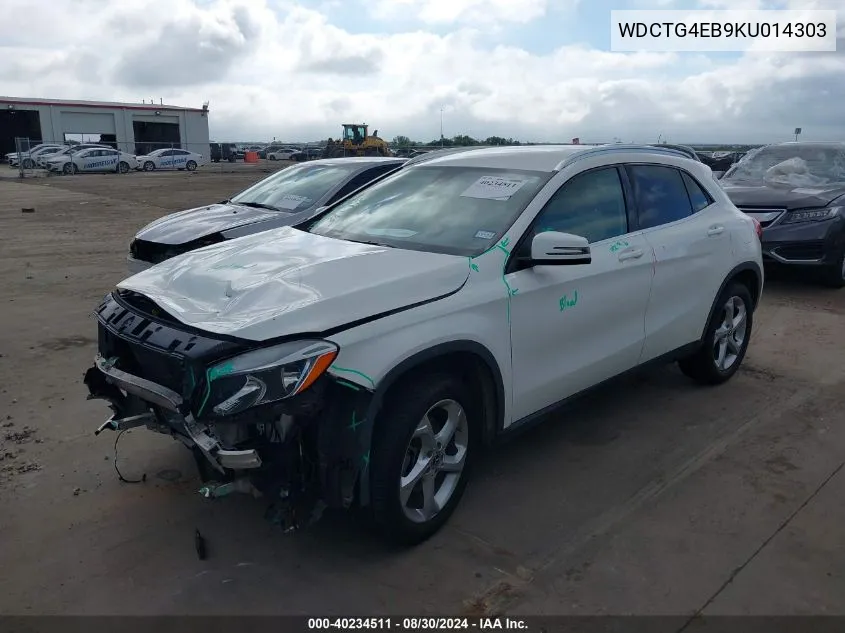 2019 Mercedes-Benz Gla 250 VIN: WDCTG4EB9KU014303 Lot: 40234511