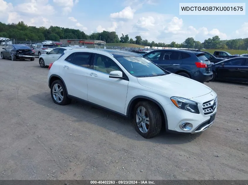 2019 Mercedes-Benz Gla 250 4Matic VIN: WDCTG4GB7KU001675 Lot: 40402263