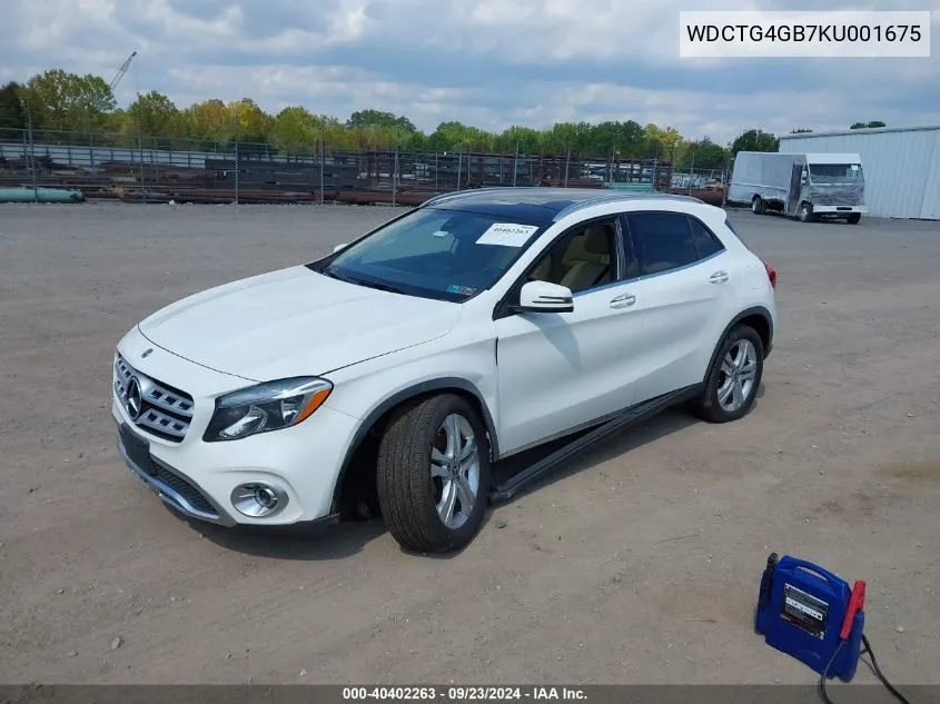 2019 Mercedes-Benz Gla 250 4Matic VIN: WDCTG4GB7KU001675 Lot: 40402263