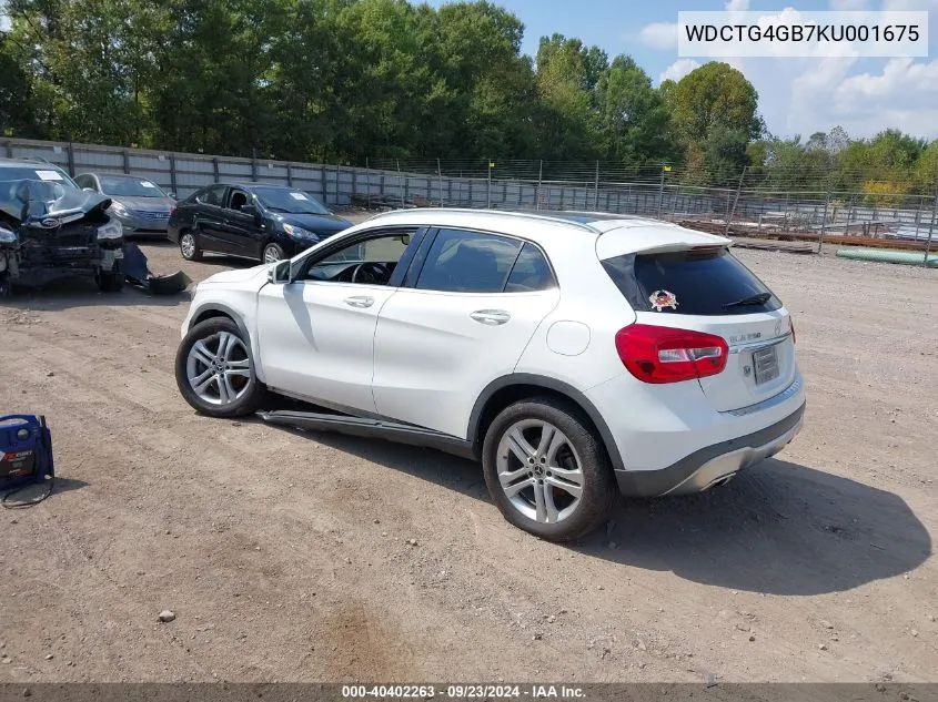 2019 Mercedes-Benz Gla 250 4Matic VIN: WDCTG4GB7KU001675 Lot: 40402263