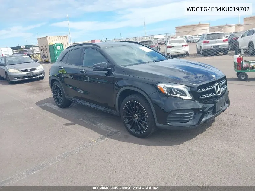 2019 Mercedes-Benz Gla 250 VIN: WDCTG4EB4KU019702 Lot: 40406845