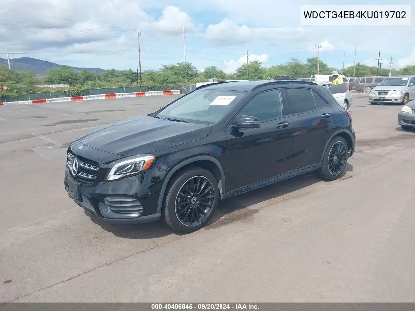 2019 Mercedes-Benz Gla 250 VIN: WDCTG4EB4KU019702 Lot: 40406845