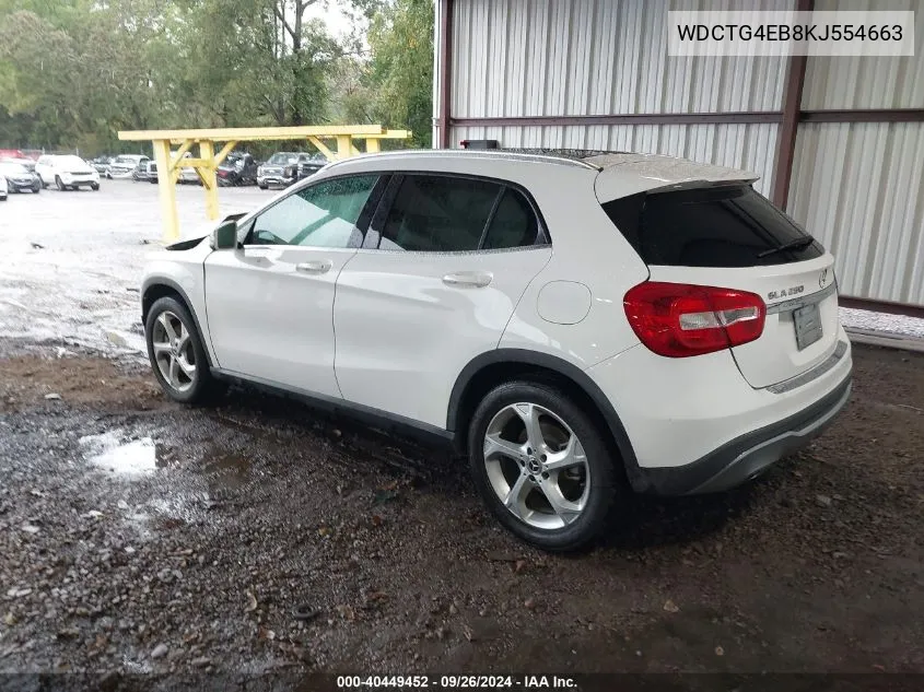 2019 Mercedes-Benz Gla 250 VIN: WDCTG4EB8KJ554663 Lot: 40449452