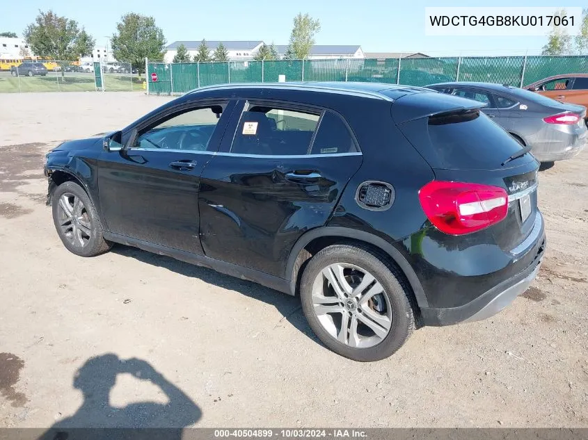 2019 Mercedes-Benz Gla 250 4Matic VIN: WDCTG4GB8KU017061 Lot: 40504899