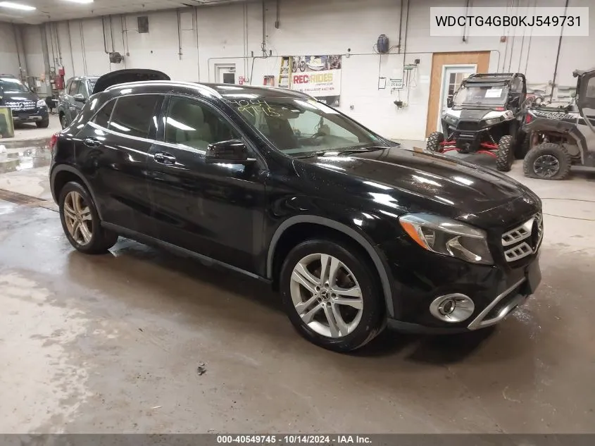 2019 Mercedes-Benz Gla 250 4Matic VIN: WDCTG4GB0KJ549731 Lot: 40549745