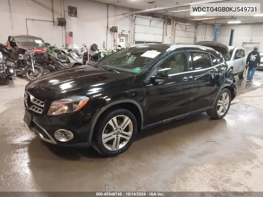 2019 Mercedes-Benz Gla 250 4Matic VIN: WDCTG4GB0KJ549731 Lot: 40549745