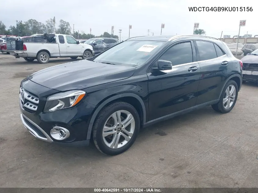 2019 Mercedes-Benz Gla 250 4Matic VIN: WDCTG4GB9KU015156 Lot: 40642591