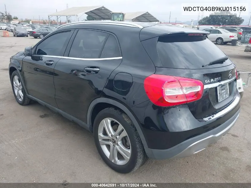 2019 Mercedes-Benz Gla 250 4Matic VIN: WDCTG4GB9KU015156 Lot: 40642591