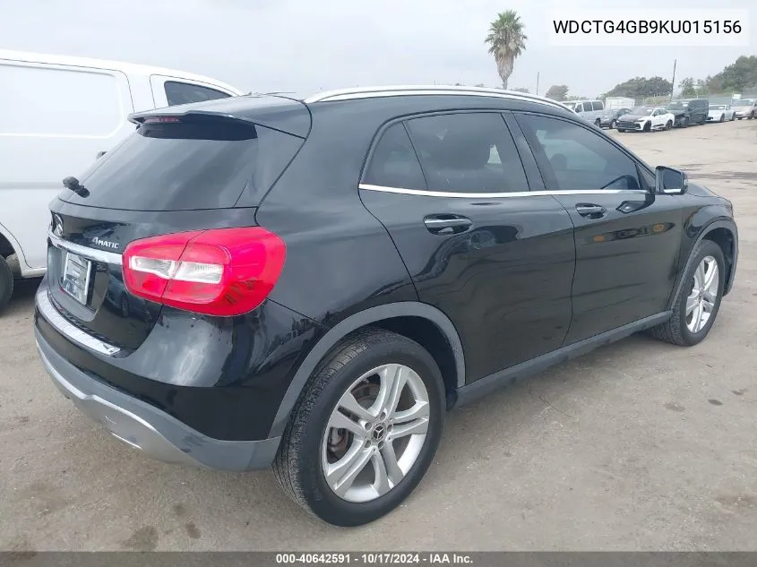 2019 Mercedes-Benz Gla 250 4Matic VIN: WDCTG4GB9KU015156 Lot: 40642591