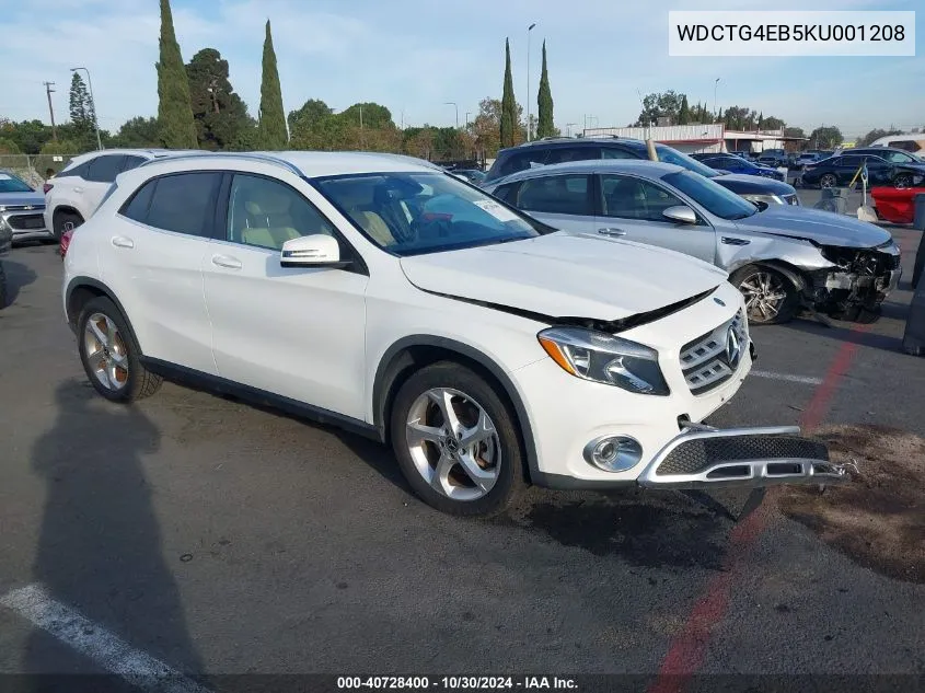 2019 Mercedes-Benz Gla 250 VIN: WDCTG4EB5KU001208 Lot: 40728400