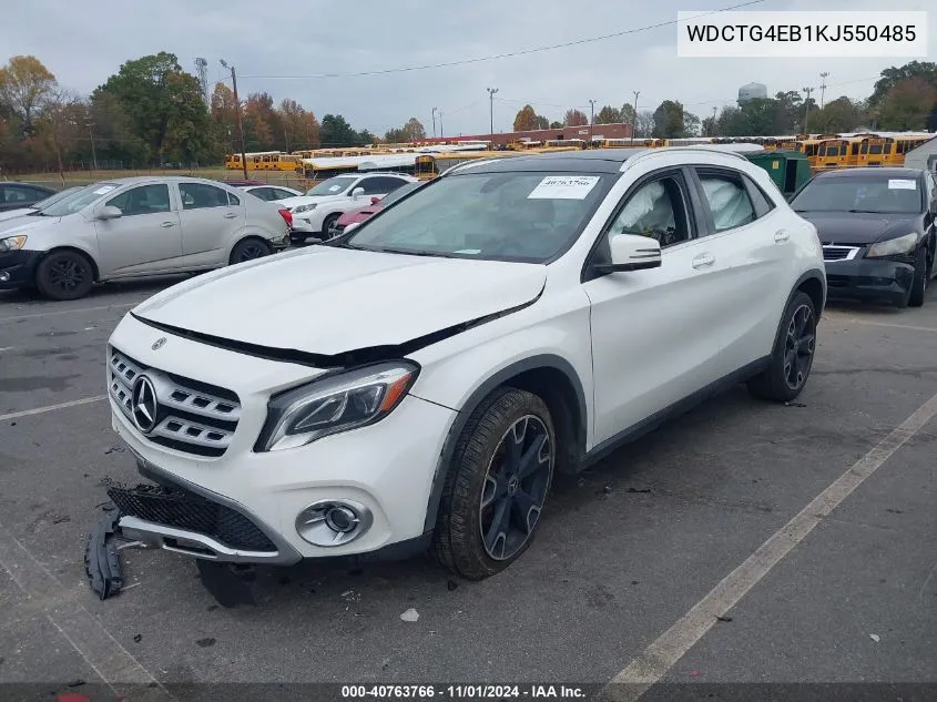 2019 Mercedes-Benz Gla 250 VIN: WDCTG4EB1KJ550485 Lot: 40763766