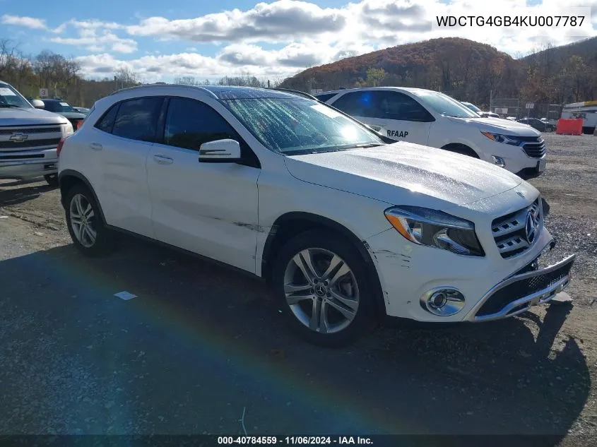 2019 Mercedes-Benz Gla 250 4Matic VIN: WDCTG4GB4KU007787 Lot: 40784559