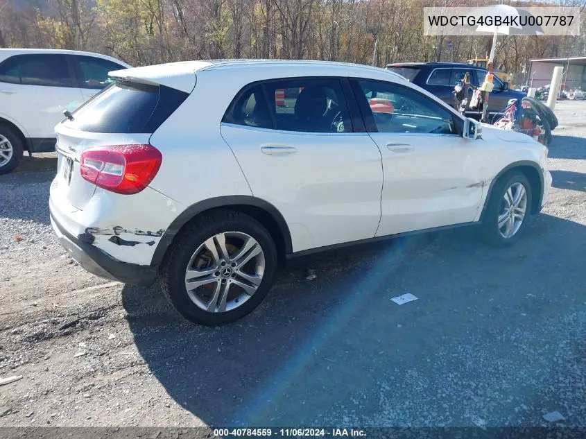 2019 Mercedes-Benz Gla 250 4Matic VIN: WDCTG4GB4KU007787 Lot: 40784559