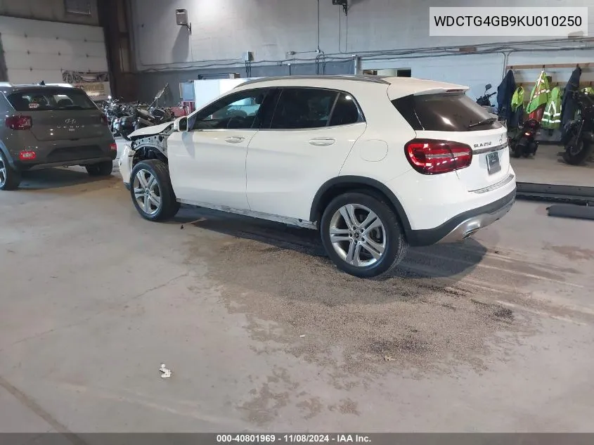 2019 Mercedes-Benz Gla 250 4Matic VIN: WDCTG4GB9KU010250 Lot: 40801969