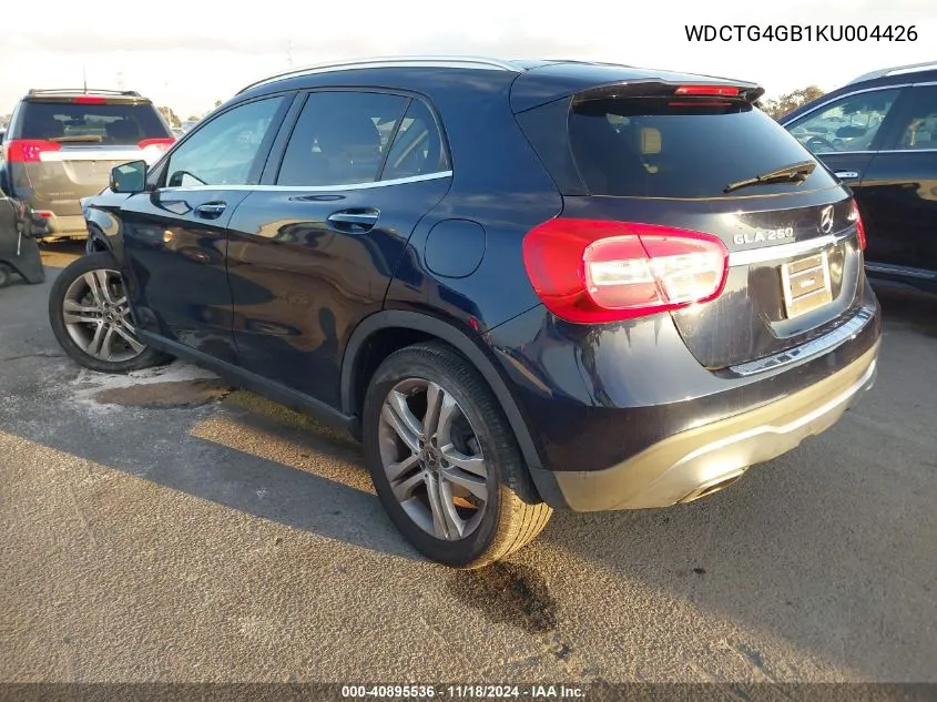 2019 Mercedes-Benz Gla 250 4Matic VIN: WDCTG4GB1KU004426 Lot: 40895536