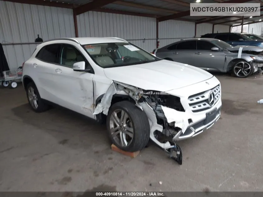 2019 Mercedes-Benz Gla 250 4Matic VIN: WDCTG4GB1KU020397 Lot: 40910814