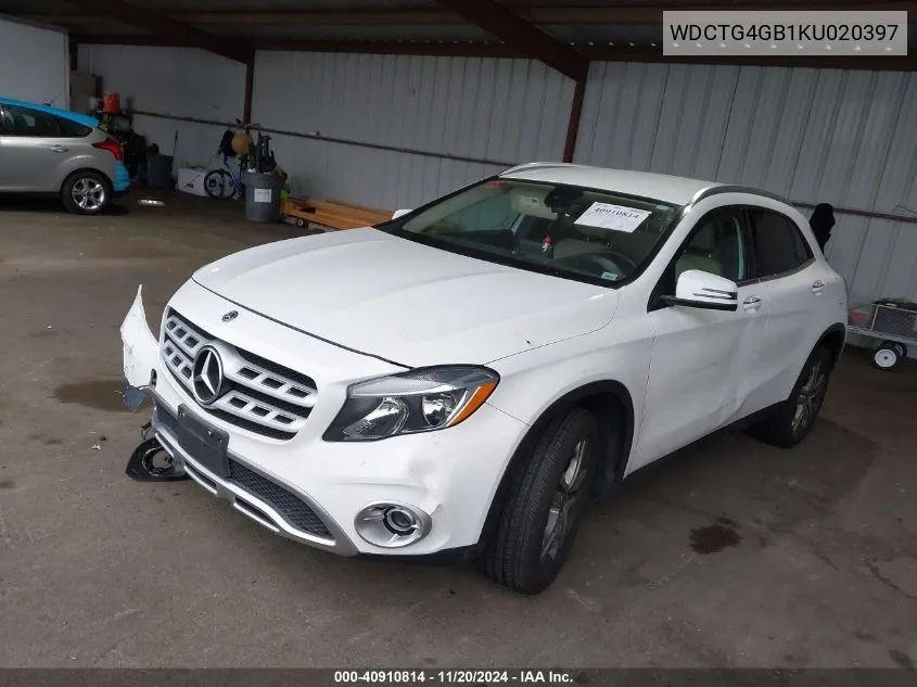 2019 Mercedes-Benz Gla 250 4Matic VIN: WDCTG4GB1KU020397 Lot: 40910814