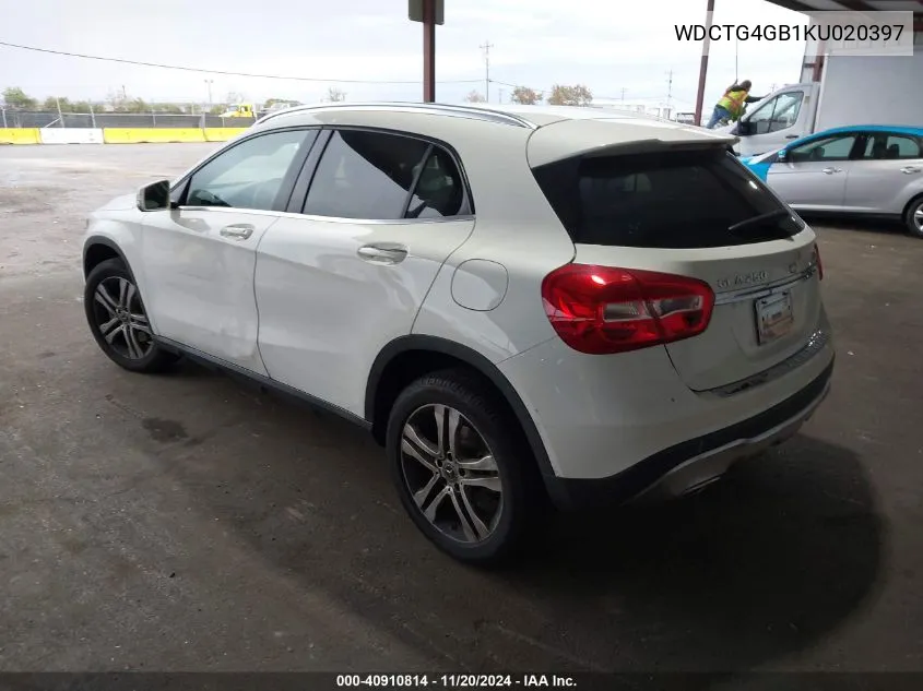 2019 Mercedes-Benz Gla 250 4Matic VIN: WDCTG4GB1KU020397 Lot: 40910814