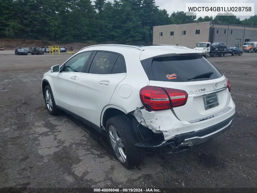 2020 Mercedes-Benz Gla 250 4Matic VIN: WDCTG4GB1LU028758 Lot: 40088046