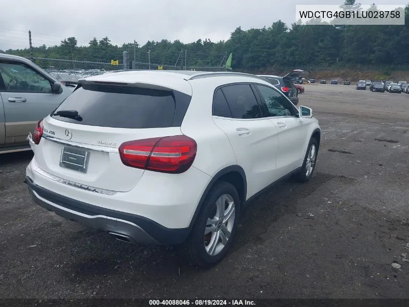 2020 Mercedes-Benz Gla 250 4Matic VIN: WDCTG4GB1LU028758 Lot: 40088046